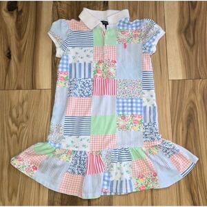 Polo‎ Ralph Lauren Patchwork Dress Youth Girls Multicolor Size 6 100% Cotton